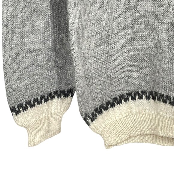 Vintage Alpaca Wool Knit Sweater Men’s Size Large Gray White Llama Pattern - Picture 5 of 8